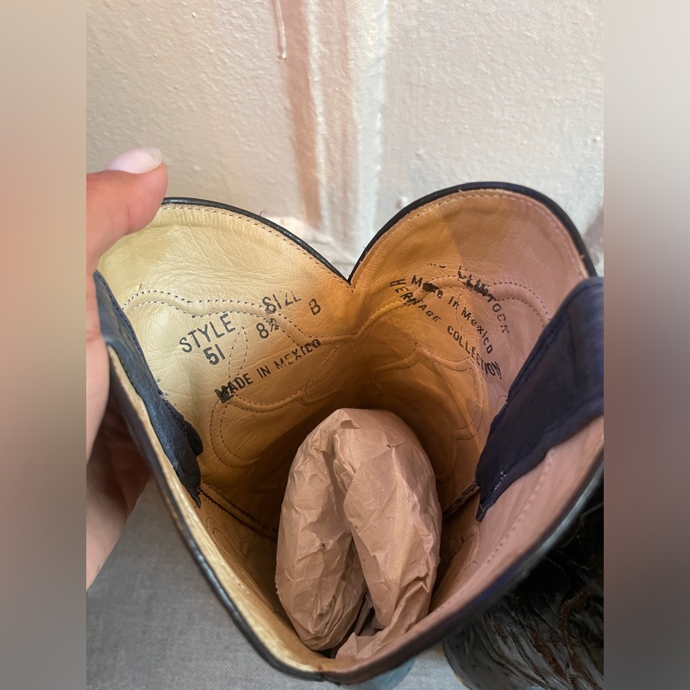 McClintock ostrich blue and black cowboy boots - Picture 4 of 5